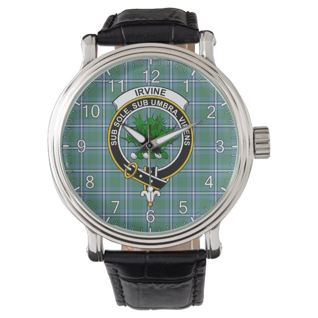 Klassisches Zeitloses Clan Irvine Tartan Abzeichen Armbanduhr (Vorderseite)