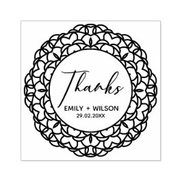 KLASSY VERZIERT MANDALA CUSTOM SCRIPT DANKS WEDD GUMMISTEMPEL