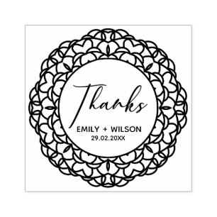 KLASSY VERZIERT MANDALA CUSTOM SCRIPT DANKS WEDD GUMMISTEMPEL