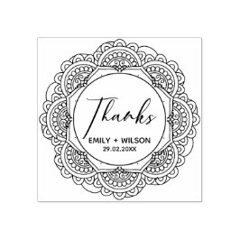 KLASSY VERZIERT MANDALA CUSTOM SCRIPT DANKS WEDD GUMMISTEMPEL