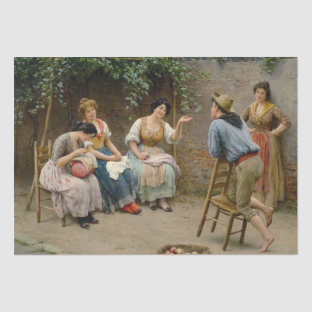 Klatsch im Garten (italienische Szene) Seidenpapier (Vorderseite)