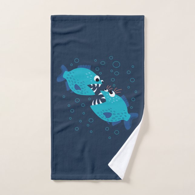 Klatschende blaue Piranha-Fische Handtuch (Handtuch)