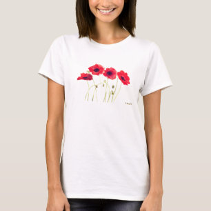 Klatschmohn Aquarell Blumen Schön Rot Mohn T-Shirt