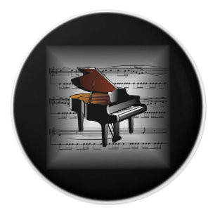 Klavier ~ 3-D Notenblatt-Kissen ~ Grauer schwarzer Keramikknauf