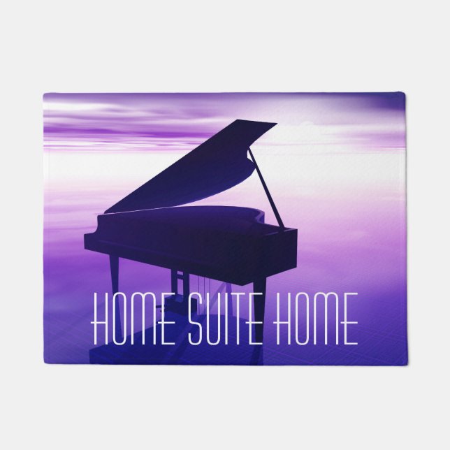 Klavier auf dem Strand an der Fußmatte (Vorderseite)