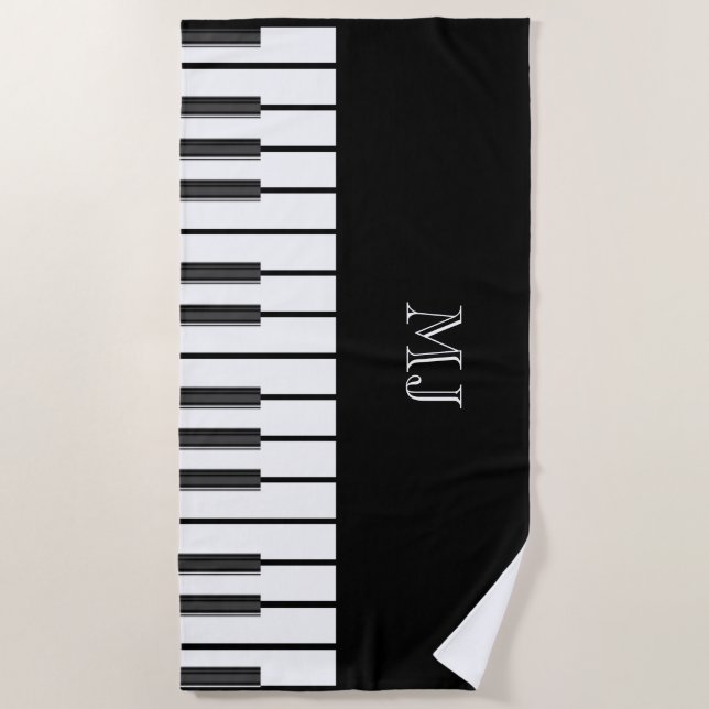 Klavier befestigt MIT MONOGRAMM Akkordweltmusik Strandtuch (Vorderseite)