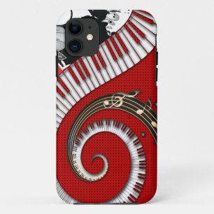 Klavier befestigt Musiknotengrunge-BlumenWirbel Case-Mate iPhone Hülle