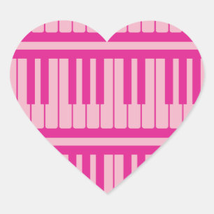 Klavier befestigt rosa magentarotes Muster Herz-Aufkleber