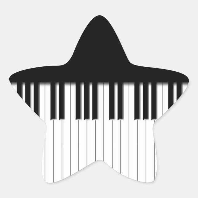 Klavier befestigt Schwarzes u. Weiß Stern-Aufkleber (Vorderseite)