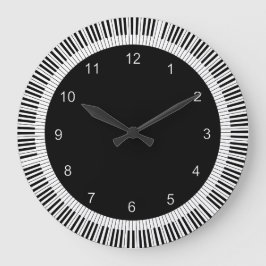 Klavier befestigt Schwarzweiss Große Wanduhr