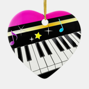 Klavier in einem Herzen Keramikornament