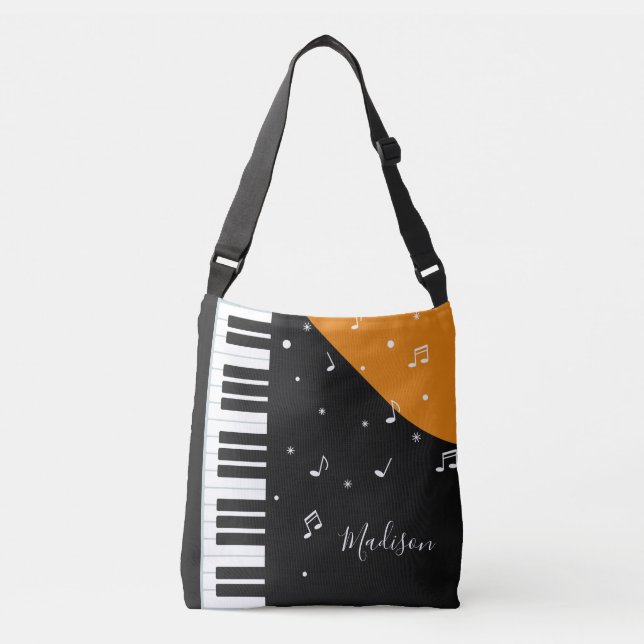 Klavier-Musik-Nametaschen Tragetaschen Mit Langen Trägern (Vorderseite)
