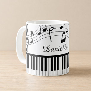 Klavier Notenschrift Name Schwarz Weiß Kaffeetasse
