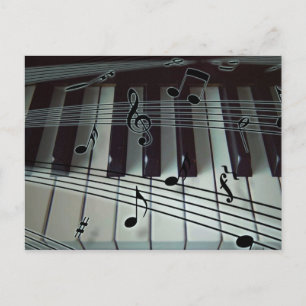 Klavier oder Organtastatur mit Musiknote Postkarte