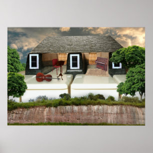 Klavier-Penthaus-Sonnenuntergang Poster