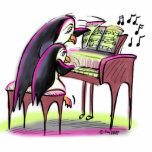 Klavier-Pinguine Freistehende Fotoskulptur<br><div class="desc">Klavier-Pinguinskulptur</div>