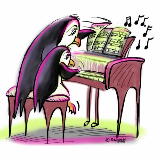 Klavier-Pinguine Freistehende Fotoskulptur (Vorne)
