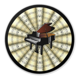 Klavier ~ rollte Noten ~ Schwarzes oder jede Keramikknauf