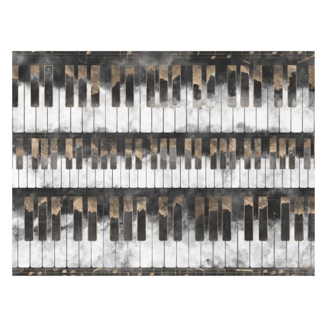 Klavier-Schlüssel und Anmerkungen - Aquarell und Tischdecke (Vorderseite (Horizontal))