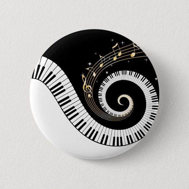 Klavier-Schlüssel und GoldMusiknoten Button (Vorderseite)