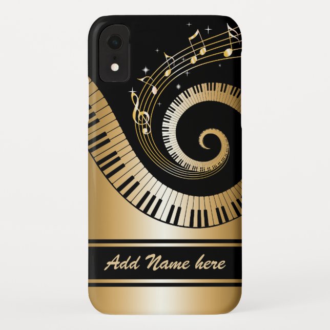 Klavier-Schlüssel und GoldMusiknoten Case-Mate iPhone Hülle (Rückseite)