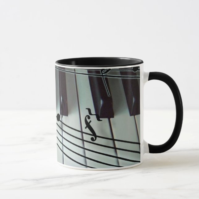 Klavier-Schlüssel und Musiknoten Tasse (Rechts)