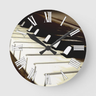 Klavier spielt Musik Lover's Wall Clock Runde Wanduhr