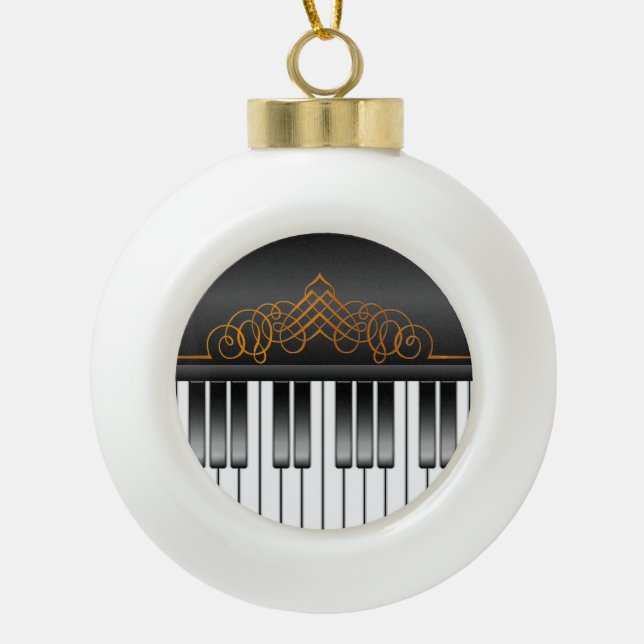 Klavier-Tastatur Keramik Kugel-Ornament (Vorderseite)