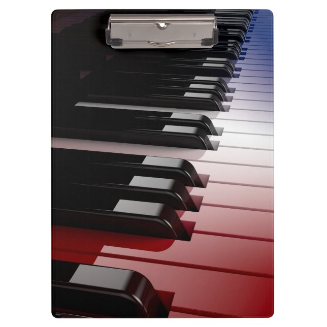 Klavier-Tastatur-rotes weißes und blau Klemmbrett (Vorderseite)