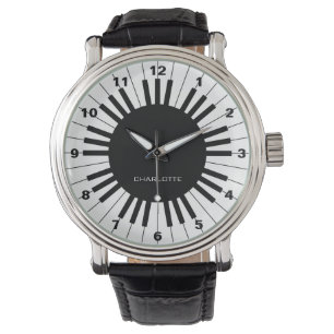 Klavier-Tastatur, Schwarzweiss-Uhr Armbanduhr