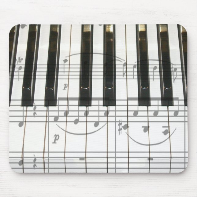 Klavier-Tastatur und Musiknoten Mousepad (Vorne)