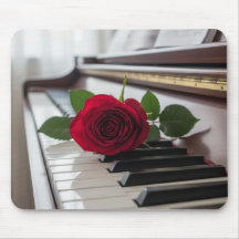 Klavier und eine Rose -Musiker elegantes Mauspad