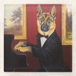 Klavier-Walzer des Schäferhund- Glasuntersetzer