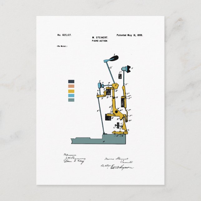Klavieraktion - Patent Max Steinert - gefärbt Postkarte (Vorderseite)
