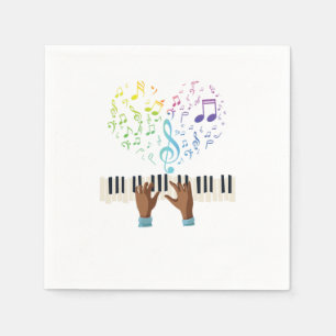 Klavierherz Musiknoten Treble Clef Piano Keyboard Serviette