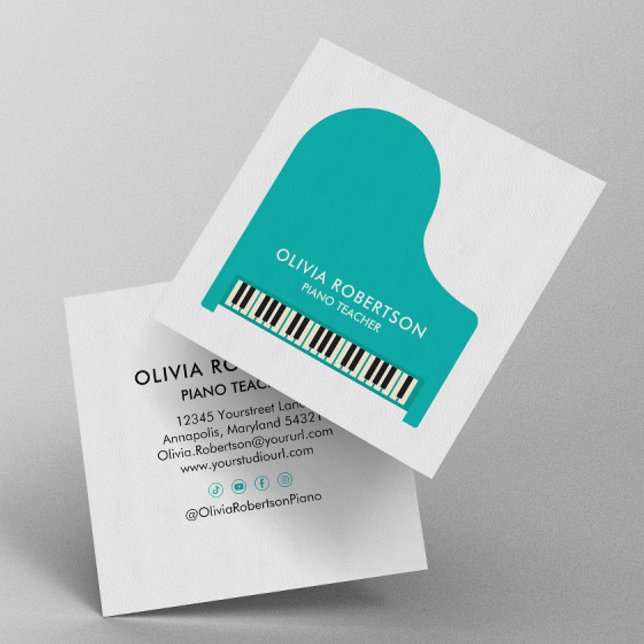 Klavierlehrer, Musikstudio, Klavierlehrer, Pianist Quadratische Visitenkarte (Von Creator hochgeladen)