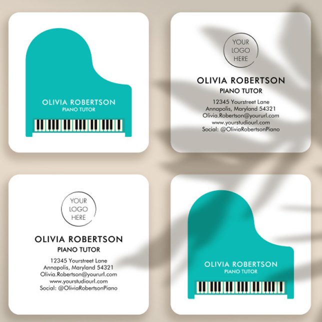 Klavierlehrer, Musikstudio, Klavierlehrer, Pianist Quadratische Visitenkarte (Von Creator hochgeladen)