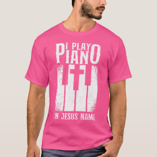 Klavierlehrer Pianist Keyboard Cross Jesus Christi T-Shirt