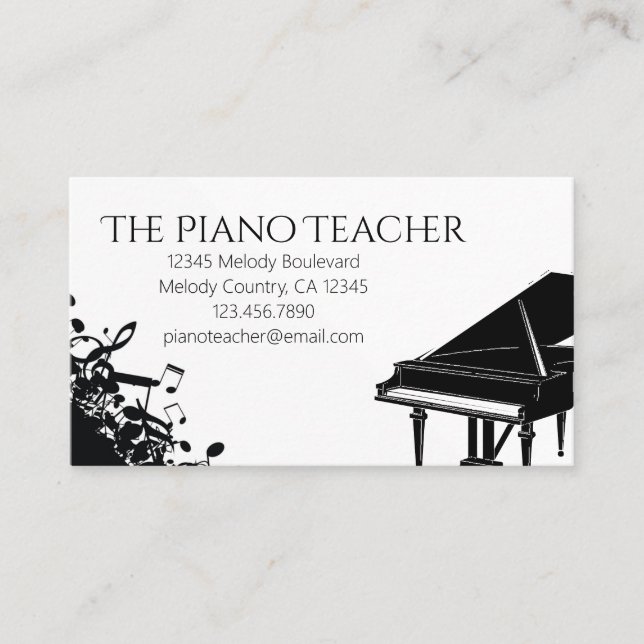 Klavierlehrer Pianist Musician Visitenkarte (Vorderseite)