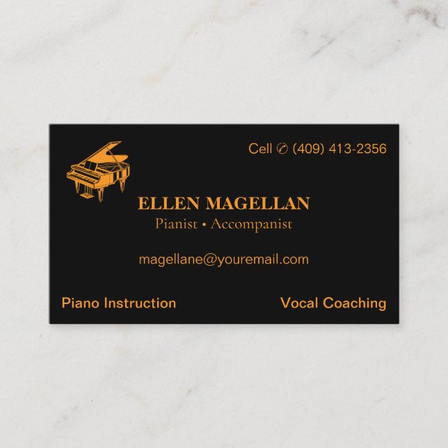 Klavierlehrer | Semi Gloss Business Card Visitenkarte (Vorderseite)