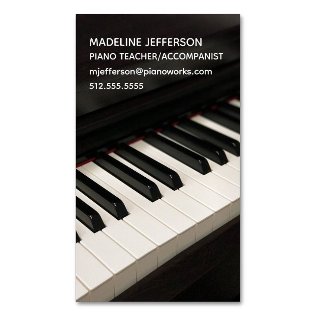 Klavierlehrerin Musik Begleiter Moderner Pianist Magnetische Visitenkarte (Vorderseite Vertikal)