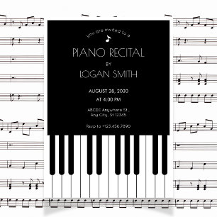 Klaviermusik Piano Piano in Schwarz-Weiß-Musik Einladung