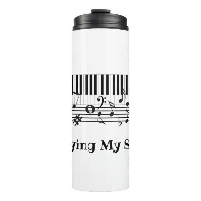Klaviermusikdesign Thermal Tumbler Thermosbecher (Vorderseite)