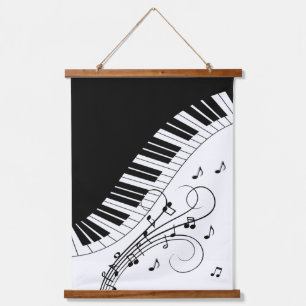 Klaviermusikdesign Wandteppich Mit Holzrahmen