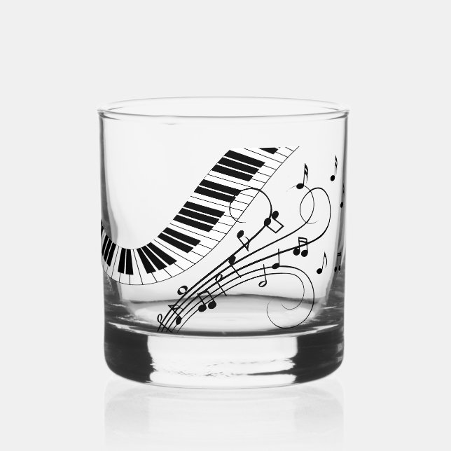 Klaviermusikthemendesign Whiskyglas (Vorderseite)