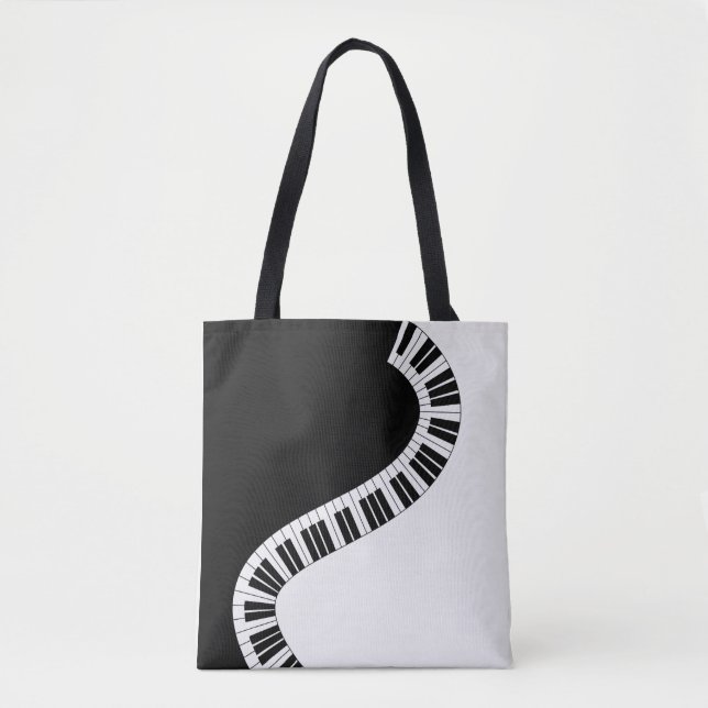 Klaviermusikunterrichte Schwarz-weiße Musiklehreri Tasche (Vorderseite)