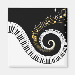 Klavierschlüssel und Gold-Musiknote Magnet