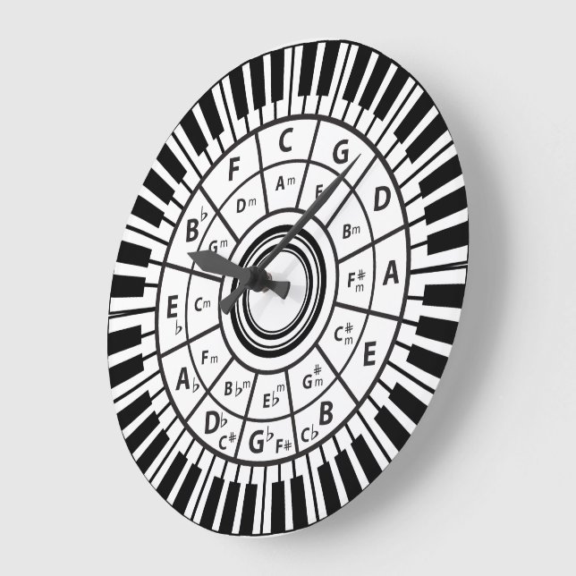 Klavierschlüsselkreis Große Wanduhr (Winkel)