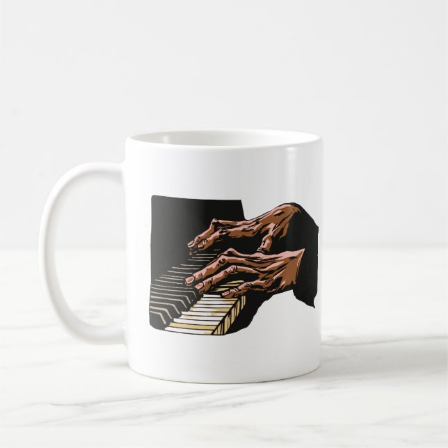 Klavierspielende Pianistenhände –  Kaffeetasse (Links)