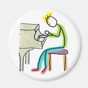Klavierspielender Stickman Magnet